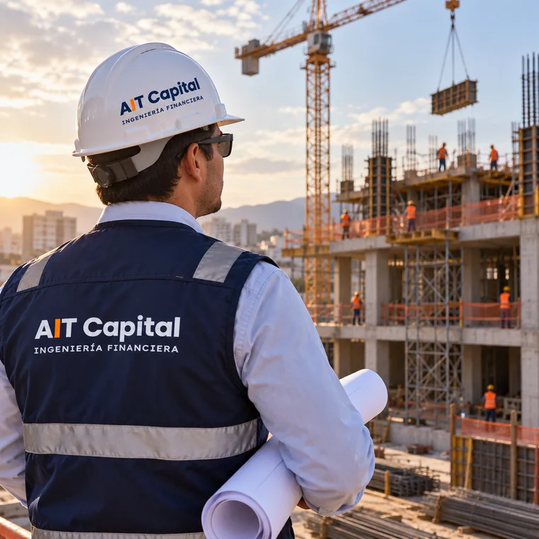 Contratista frente a su obra en construcción