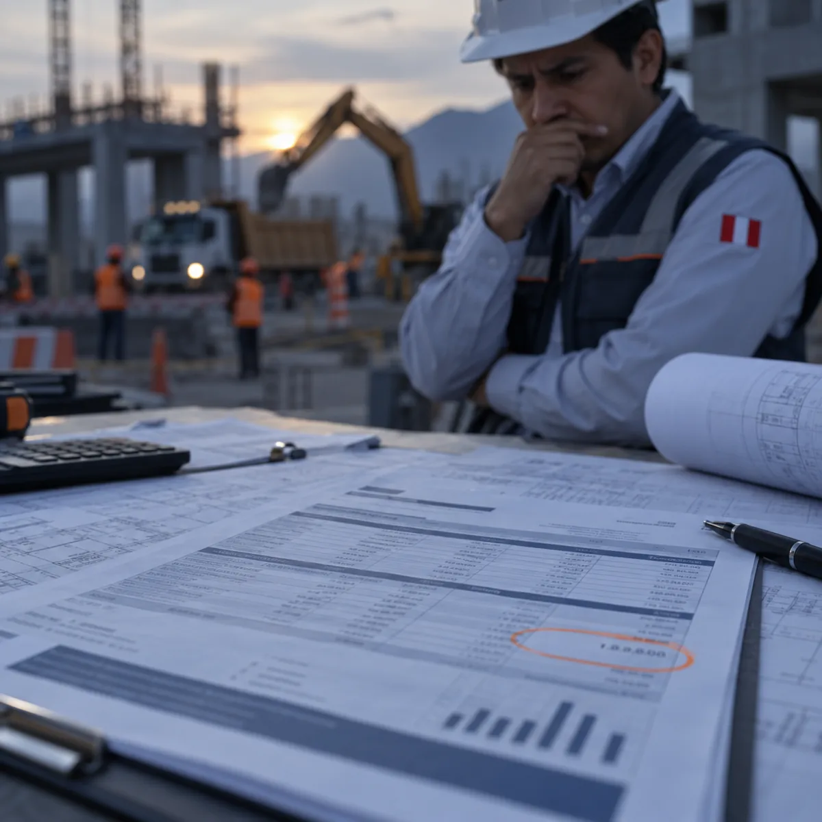 Contratista revisando valorizaciones con retención